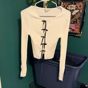 Urban Outfitters Kimchi Blue Keyhole Bow Long Sleeve Top